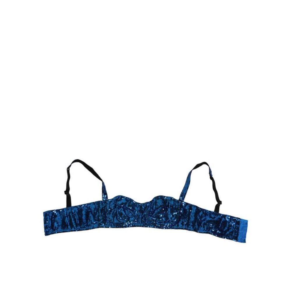 Dolce & Gabbana Blue Sequin Embellished Balconnet Bra Women's Underwear